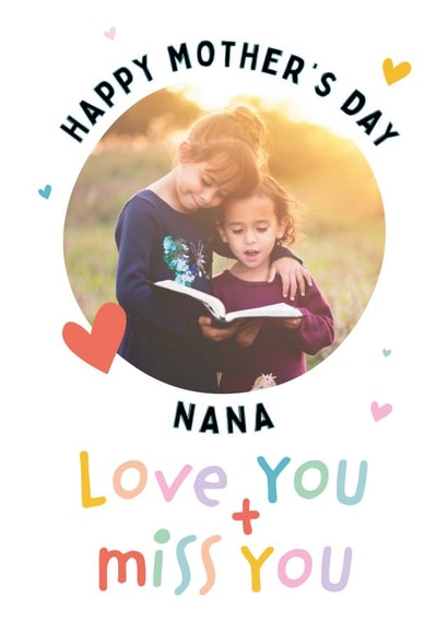Cute Personalised Mothers Day Card / Photo Card - For Nana - Happy Mother's Day Nana Love You And Miss You created by Macie Dot Doodles
