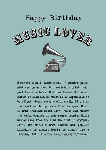 Classic and heartfelt Birthday Card For Music Lovers created by Coulson Macleod