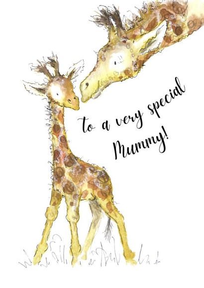 Baby giraffe and mummy card created by Kate Garrett