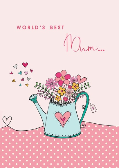 Worlds Best Mum tea Mothers Day Card 27365 created by Sabah Designs