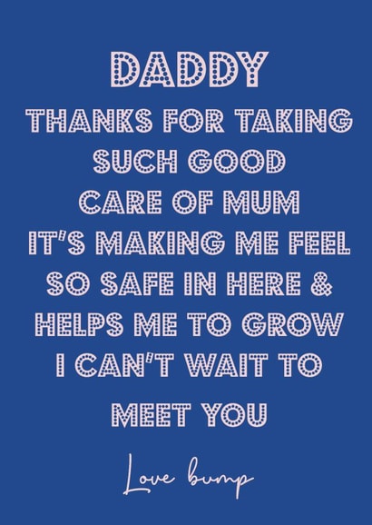 Thanks daddy love bump birthday or Father’s Day card created by Nicola Jo