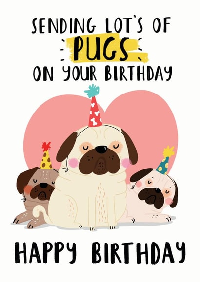Cute Pug Birthday Card created by NICHOLA COWDERY ILLUSTRATIONS