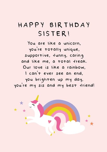 sister unicorn Birthday Card 19538 created by Fifi Designs