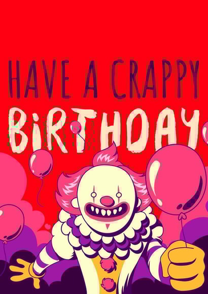 clown scary clown Birthday Card 45475 created by Daft Cards