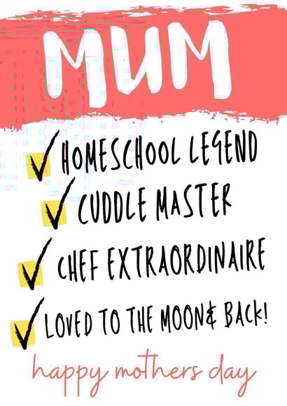 mum list Mothers Day Card 44326 created by KokoandDoo