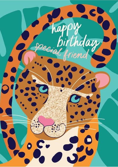 leopard special Birthday Card 21872 created by fiona gale designs
