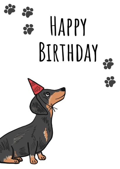 Dachshund in Party Hat Birthday Card created by Send Salutations