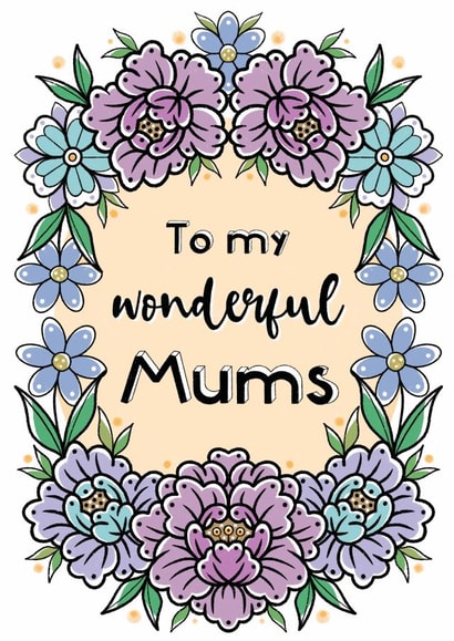 two mums lesbians Mothers Day Card 21120 created by Little Hawk Studio