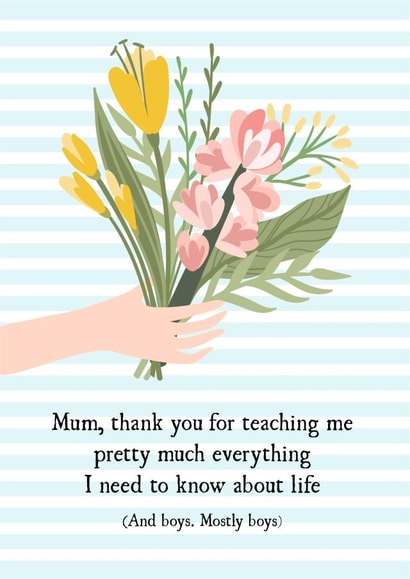 mum thank you Mothers Day Card 31665 created by The Grumpy Pug