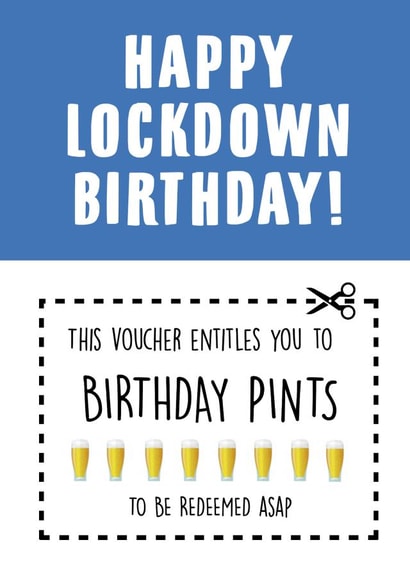Lockdown Birthday pints voucher created by SnailMail