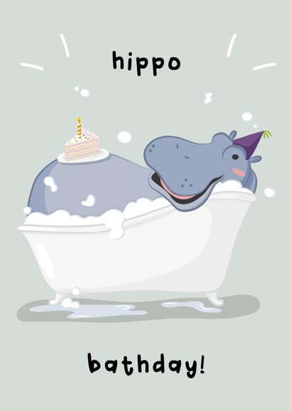 hippo animal Birthday Card 21136 created by Cheeky Peeky