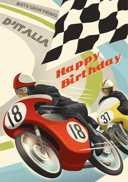motorcyle motorcycle racing Birthday Card 8823 created by Groves Design