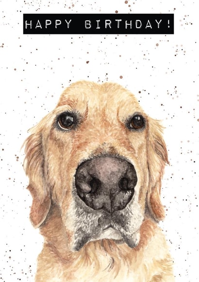 Happy birthday golden retriever card created by Bramble Designs