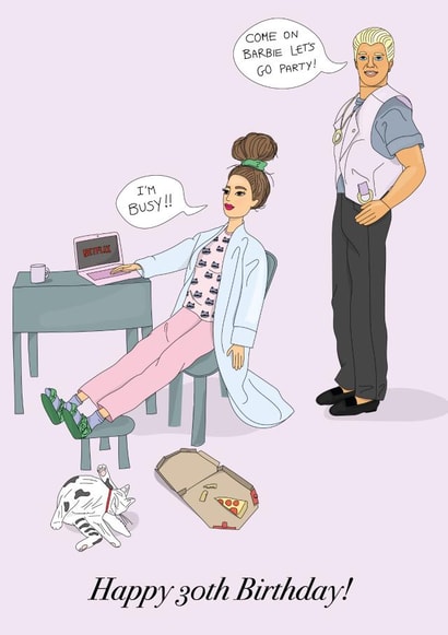 Funny 30th birthday card for a Netflix lover created by Eat the Moon