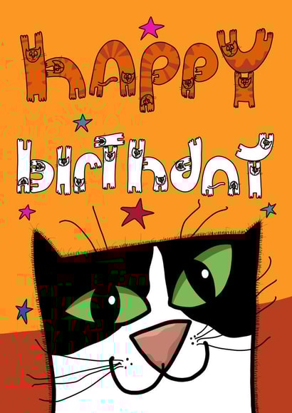Happy Birthday Kushi Cat card created by Sunny and Pea