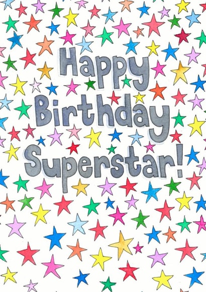 Happy Birthday Superstar bright stars card created by Sitting Knitting