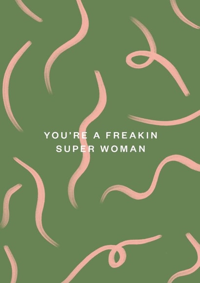 Cute - Illustrated - Typographic - Minimalist - Super Woman card created by Chelseah354
