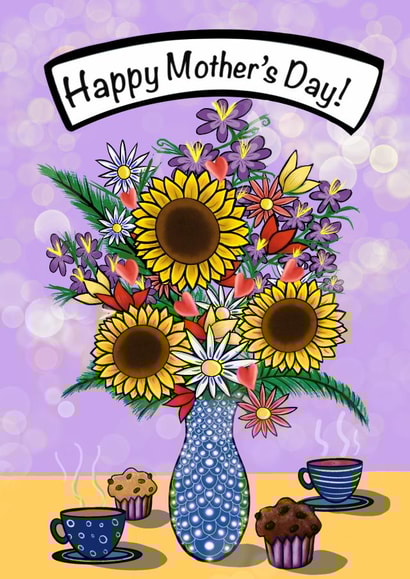 flowers daisies Mothers Day Card 18692 created by Jessicadrawws