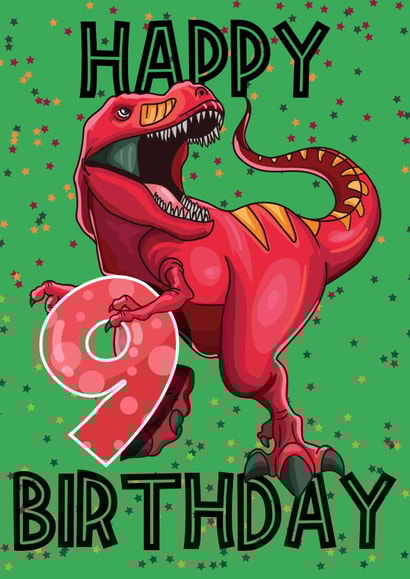 9th Birthday T-Rex Dinosaur card created by Love Gifts