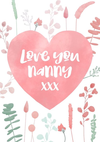 Pretty Mothers Day Card - Nanny - Flowers - Love You Nanny xxx created by Evie Garnett Designs