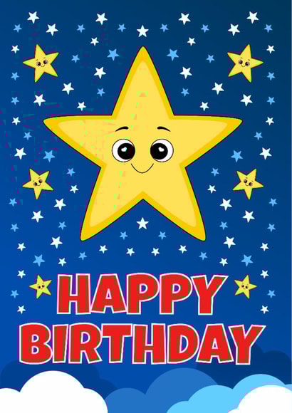 Happy Birthday - Star Light, Star Bright - Children's Greetings Card created by RoleyOleyMoley