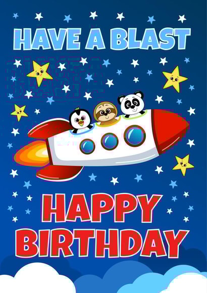 penguin racoon Birthday Card 21944 created by RoleyOleyMoley