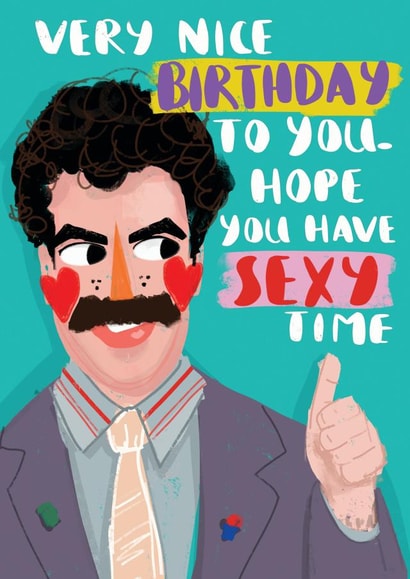 Borat Birthday Card created by NICHOLA COWDERY ILLUSTRATIONS