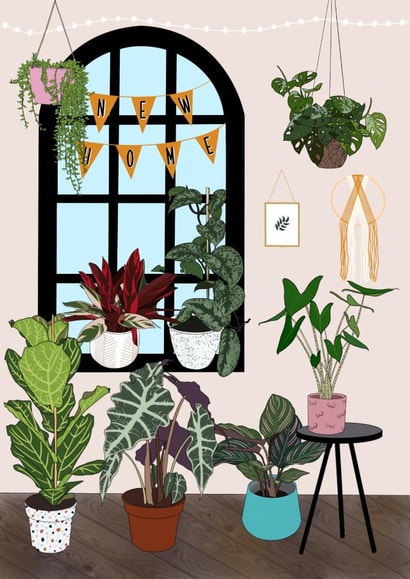 Pretty New Home Card - House Plants - New Home created by Alexa Makes Cards