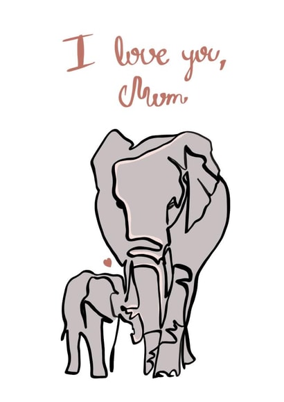 love you  elephants Mothers Day Card 47104 created by Katerina Rubina
