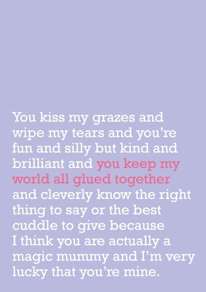 Heartfelt Mothers Day Card - Poem - You Keep My World All Glued Together created by The Right Lines