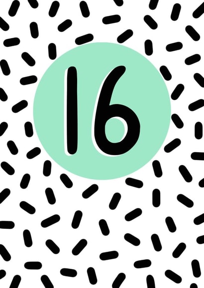 Pretty 16 Birthday Card With Confetti Pattern - 16th Birthday Card created by Jeff and the Squirrel