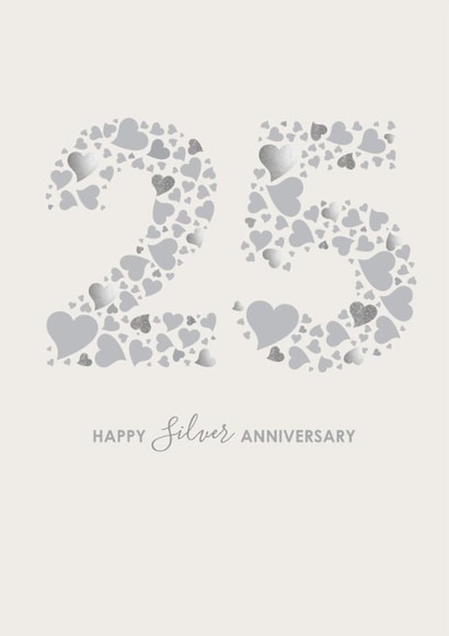 Classic Silver Wedding Anniversary Card - 25 Years created by mrs L cards