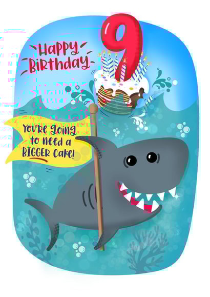 9th Birthday. A shark has took a bite out of your Birthday cake! created by Little Cat Creates