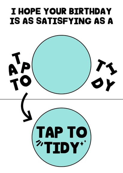 Tap to tidy Stacey Solomon Birthday Card 15869 created by Helen Bicknell