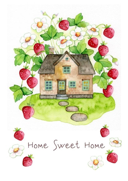 Sweet Strawberry Wishes for New Home Card created by Sini Ezer