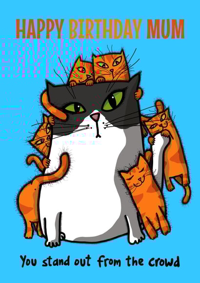 Happy Birthday Mum cat card created by Sunny and Pea