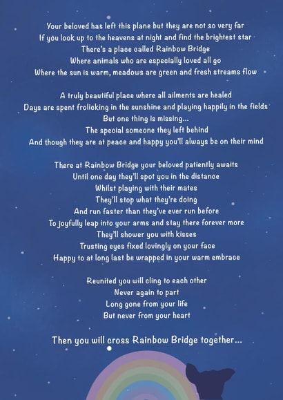 Rainbow Bridge Dog Sympathy Card created by Nicola Jo