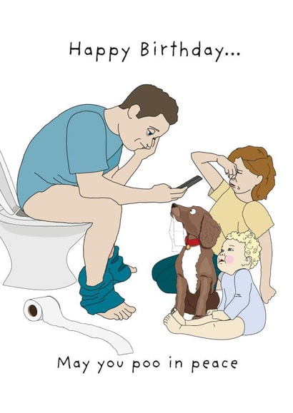 Funny poo in peace Birthday card created by Rachel Millson-Hill
