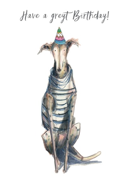greyhound greyt Birthday Card 9234 created by Harriet Lowther