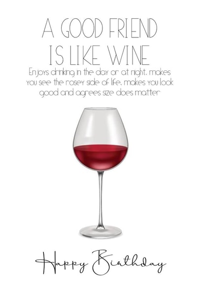 A Good Friend is like Wine Birthday Card created by Jemma Louise UK