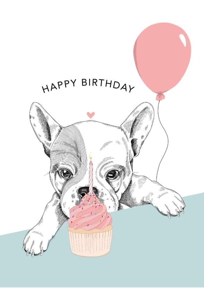 bulldog french bulldog Birthday Card 8353 created by Dotty Dog Art