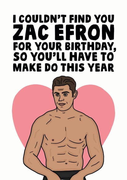 Zac Efron Birthday Card created by Studio Doodles