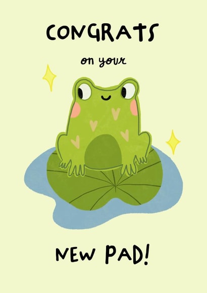 Cute Frog Pun New Home Card - Lily Pad - Congrats On Your New Pad! created by @chlosketch