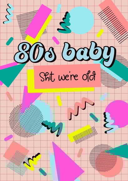 80s baby Birthday Card 20736 created by The Girl Next Draw Cards