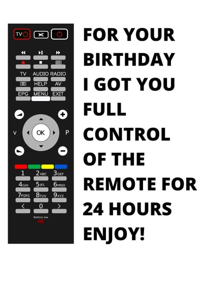 remote tv Birthday Card 22004 created by Sense of Self Designs