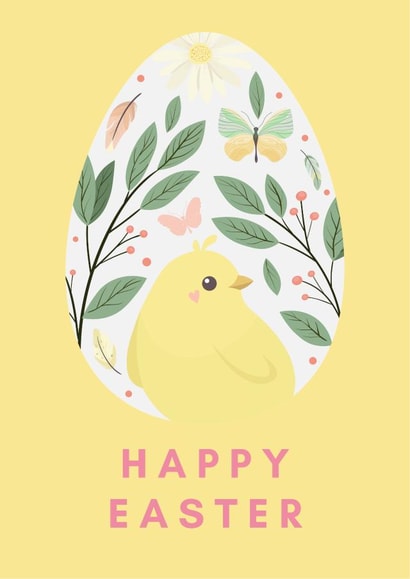 Cute chick in a floral egg Easter Card created by Made Mint Designs
