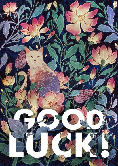 Cat and magnolia good luck created by Roberto Nieto