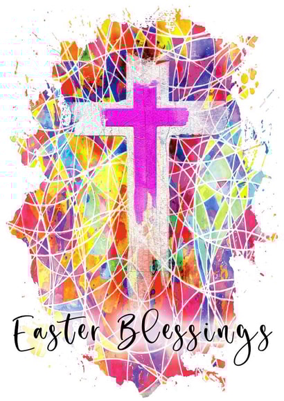 Easter Blessings Card - Stained glass cross created by Kat Pearson