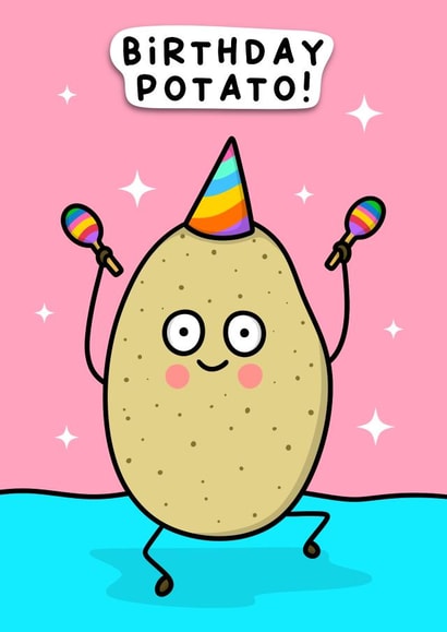 Cute funny and a bit silly - cartoon birthday potato card! created by Wafflemamaart