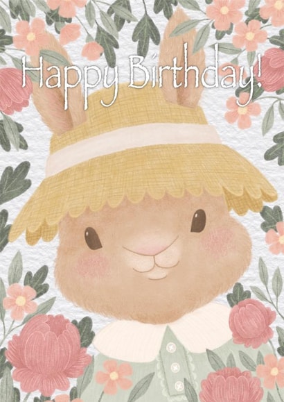 Cute vintage bunny birthday card created by Nataliya Dolotko